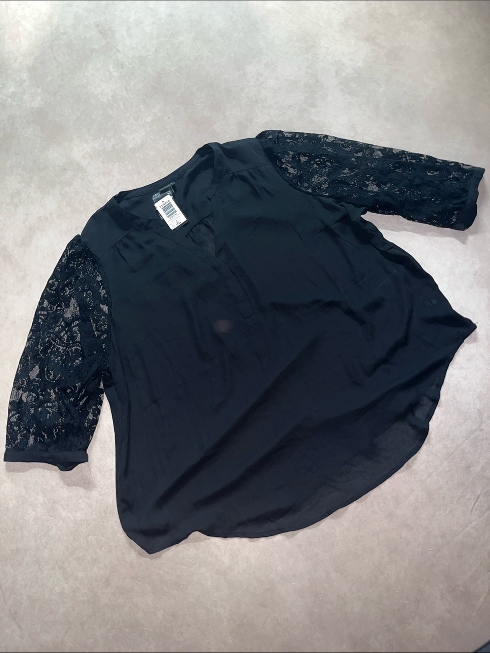 Torrid Harper Black Lace Sleeve Blouse